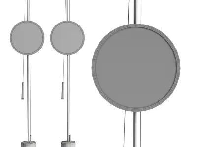 Gold Finish Round Panel Standing Floor Light   Low-poly 3D model