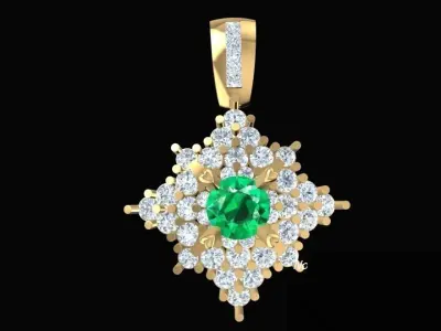 Luxury Star Shape Pendant with Diamond and Gemstone 292 3D print model