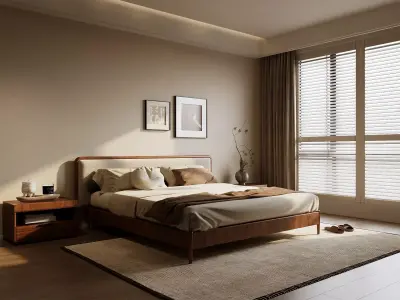 Cozy Japandi Bedroom 3D model