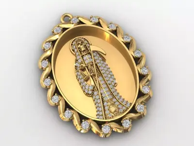  santa muerte holy death small size pendant 3D STL 3DM skull 3D print model