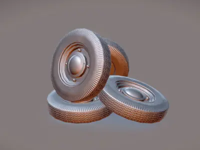 Car wheels ZAZ-965  Low-poly 3D model