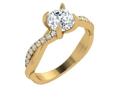 Round Diamond Twisted Ring 4630 3D print model