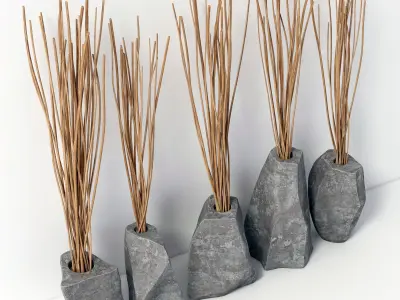 Branch stone rock vase decor n3 3D model
