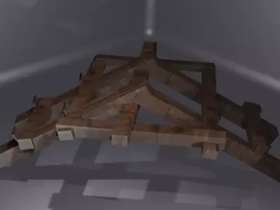Architectural Wooden Stair Truss Unfixed Design 3D model