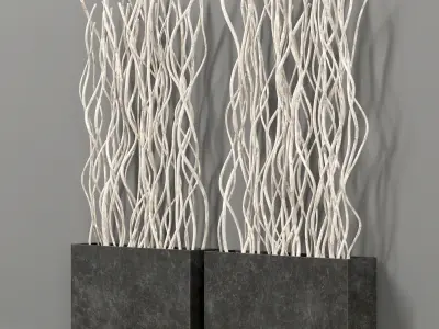 Planter white croked branch n1 3D model
