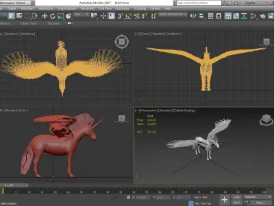 Pegasus unicorn with wings Low-poly 3D model