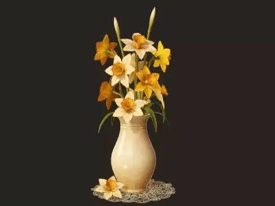 Daffodils Narcissus Flower - PBR Game Ready Low-poly 3D model