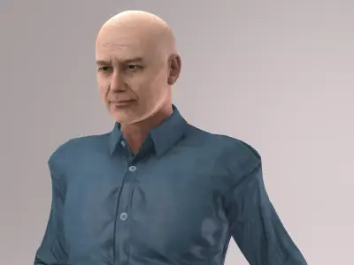 Realistic Old Man 3D Character Model  Rigged  Game Ready Low-poly 3D model