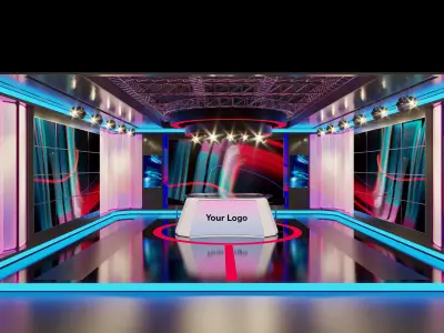  Virtual Studio Chat show Low-poly 3D model