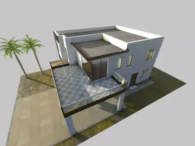 Modern house Low-poly 3D model