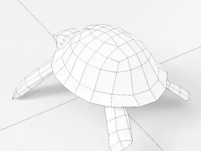 Turtle 3d model origami Low-poly 3D model