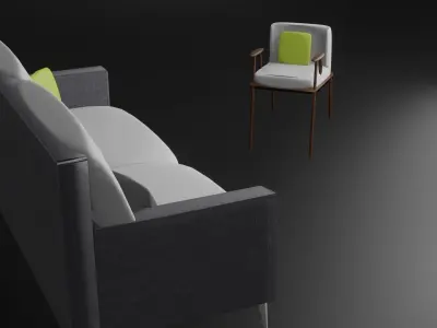 basic modern sofa with chairs Free 3D model