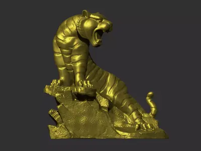 tiger golden statue of 3D print model