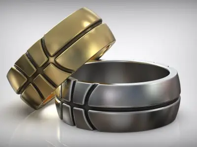 Basketball Ball Polished Wedding Band 3D print model