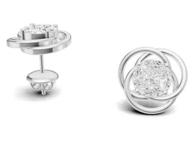 Round Pointer Unique Cluster Diamond Stud For Women 3D print model