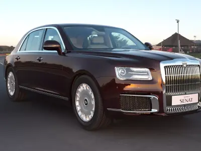 2018 Aurus Senat with lowpoly interior Low-poly 3D model