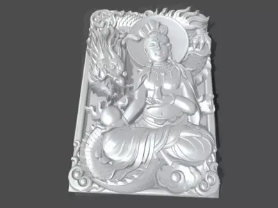 Guanyin and dragon 3D model