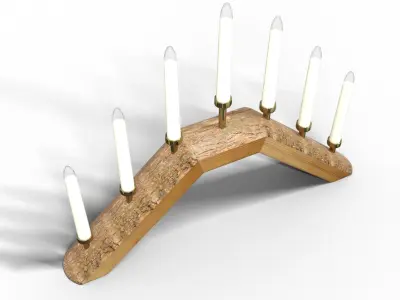 Wooden candle holders  Low-poly 3D model