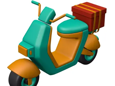 Scooter with gift box Low-poly 3D model