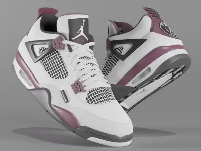 Nike Air Jordan 4 Retro PSG Paris Saint-Germain Shoe Low-poly 3D model