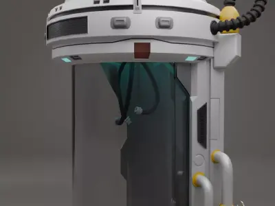 Sci Fi Cryo Containment Pod  Stasis Chamber  Game Ready 3D Asset 3D model