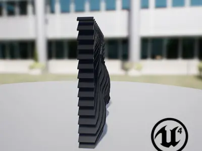 Waving Wall Panel C Low-poly 3D model