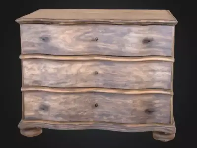 Rustic Wooden Dresser Low-poly 3D model