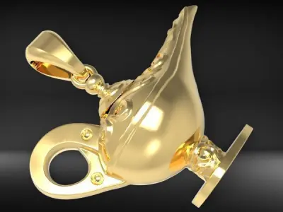 Genie Magic Lamp Necklace Pendant  3D print model