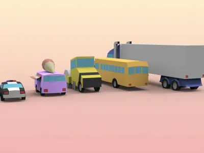 Low Poly Utility Vehicles Low-poly 3D model