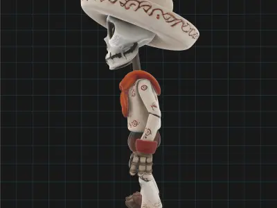 Day of the Dead Skeleton Character Stylized Calavera Figure 3D print model