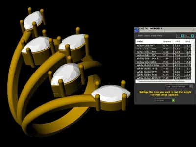  Gold ring adorned with exquisite marquise and pear diamonds 3D print model