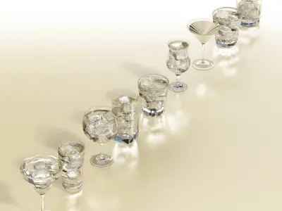 Glassware Collection - 9 glasses and cups 3D model