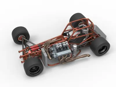 Supermodified front engine race car Base Version 3 Scale 1 to 25 3D print model