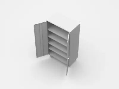  Open Doors Storage Cabinet For Industrial Tools And Parts 3D model