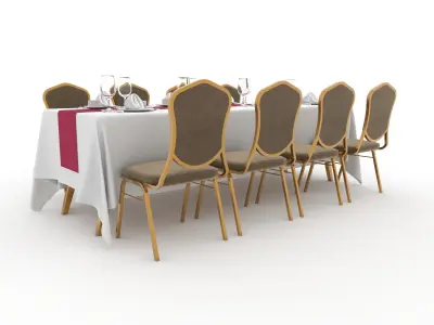 Banquet Table and Chair 91 3D model