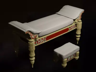 Decorated ancient Roman bed Low-poly 3D model