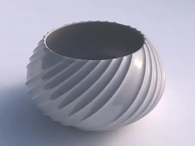 Bowl squeezed twisted with extruded vertical lines 3D print model