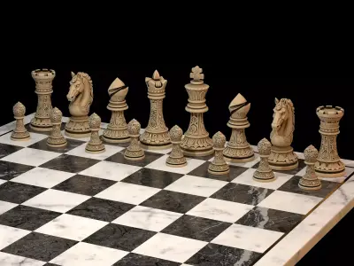 Ornate Embroidered Chess Pieces Set of 6  Luxury Gold STL 3D print model