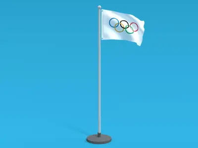 Low Poly Seamless Animated Olympic Flag Low-poly 3D model
