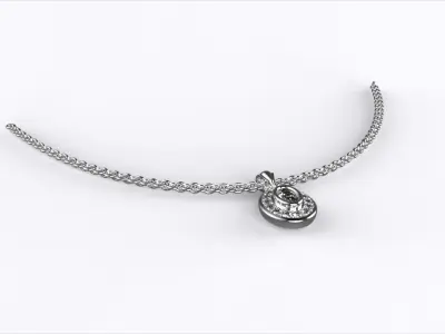  Oval Pendant Necklace with Diamond Accents 3D print model