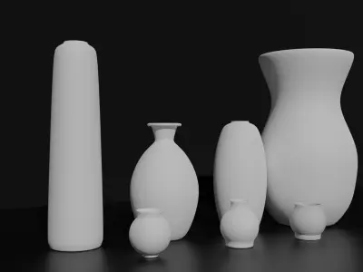 7 vase set of vases Free low-poly 3D model