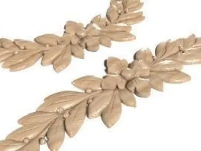 Cartouche-007 gold leaf wreath 3D model