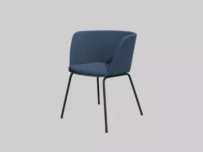 Verve 4 leg-blue fabric Low-poly 3D model