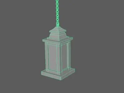 Lantern hanging on chain Free low-poly 3D model