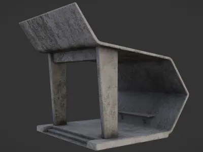 Soviet Concrete Bus Stop Low-poly 3D model