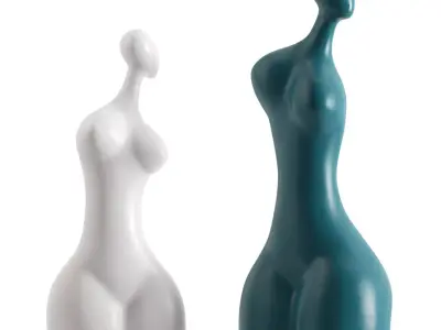 Modern ceramic abstract female statues 3D model