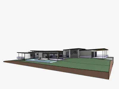 Green Residential Villa Revit Model Low-poly 3D model