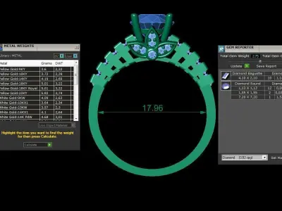baguette solitaire ring 3D print model