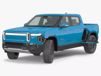 2023 Rivian R1T Pickup Blue Rigged 3D model