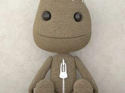 Sackboy stuffed animal with zipper 3D model